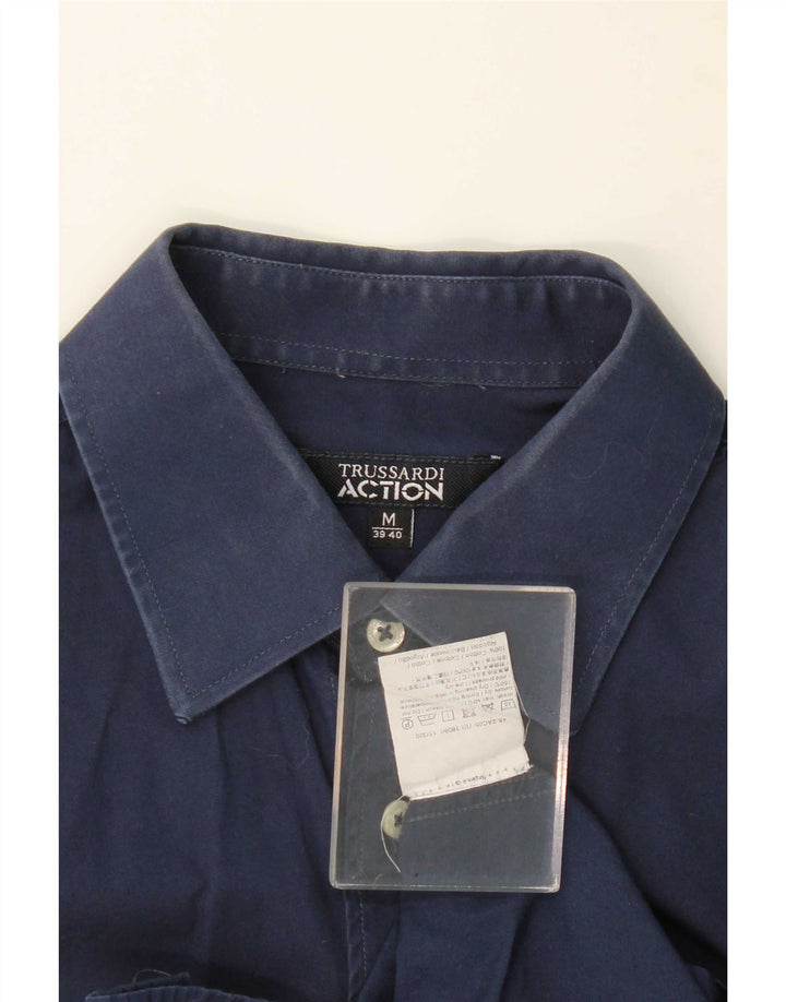 Camisa Trussardi Hombre Talla 39/40 Mediana Azul Marino Algodón