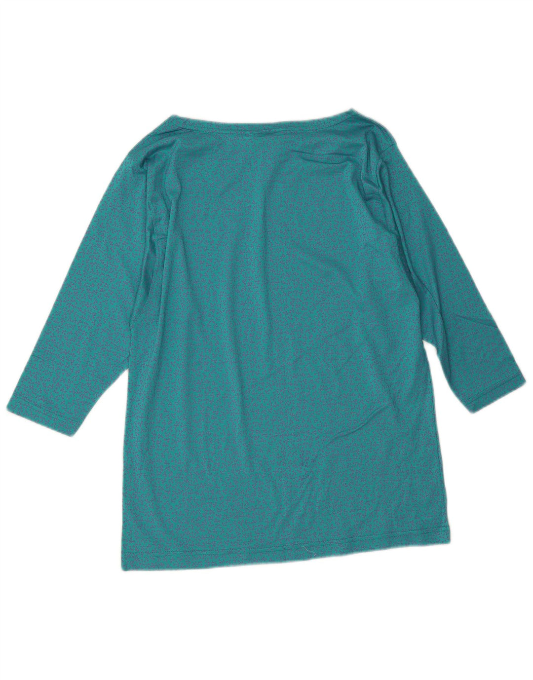 Vintage mujer top 3/4 manga Reino Unido 14 azul medio floral