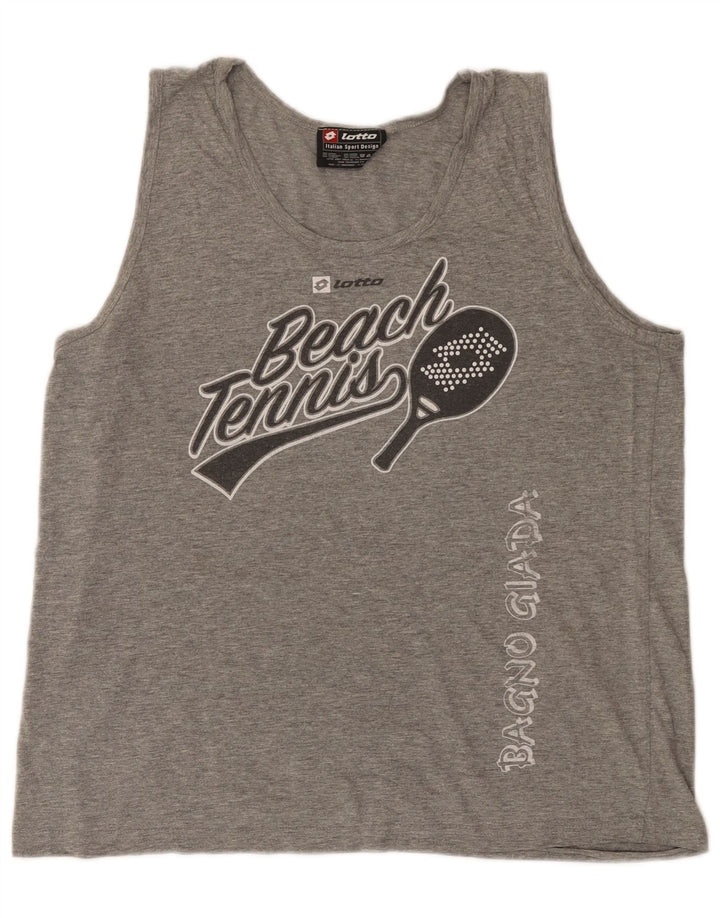 Lotto Hombre Camiseta Sin Mangas Estampada Gris Medio Moteada