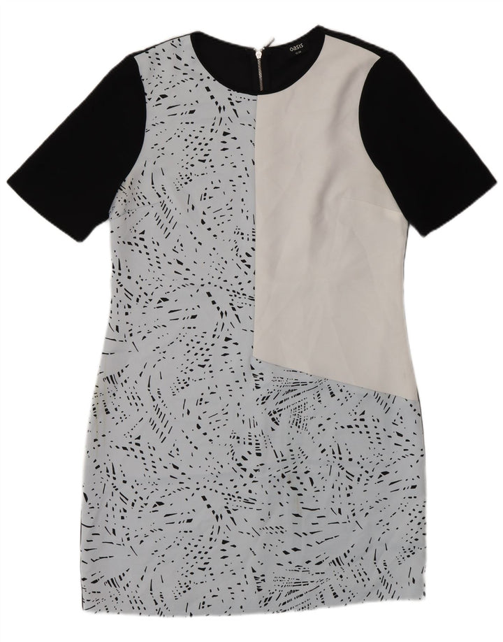 Oasis Vestido tubo con estampado abstracto para mujer UK 40 Azul medio Colorblock