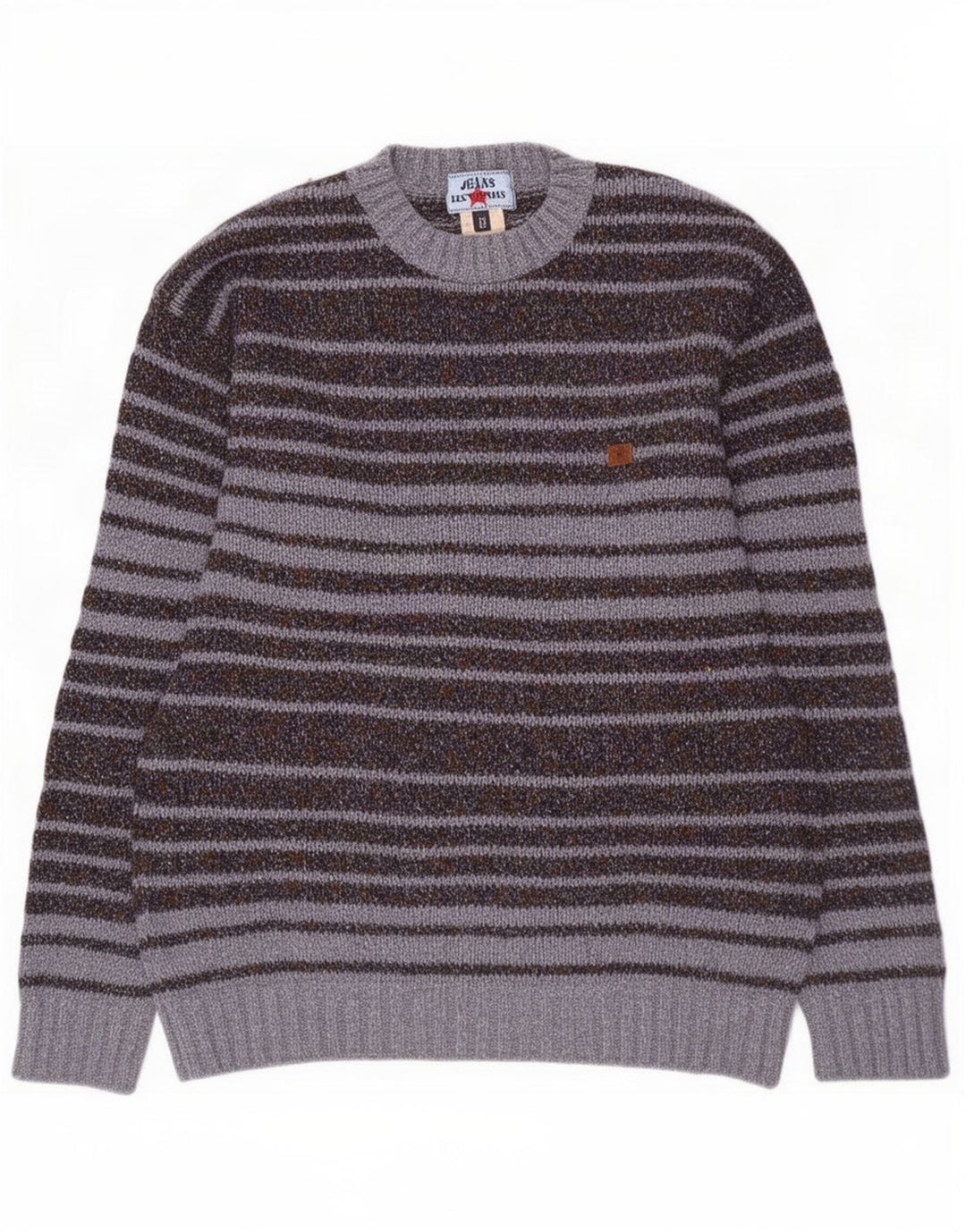 Jersey Hombre Les Copains Cuello Redondo IT 50 Lana Rayas Gris Medio