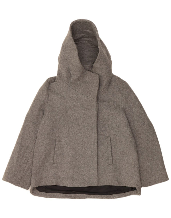 Zara Mujer Chaqueta Cortavientos Con Capucha Reino Unido 40 Grande Acrílico Gris