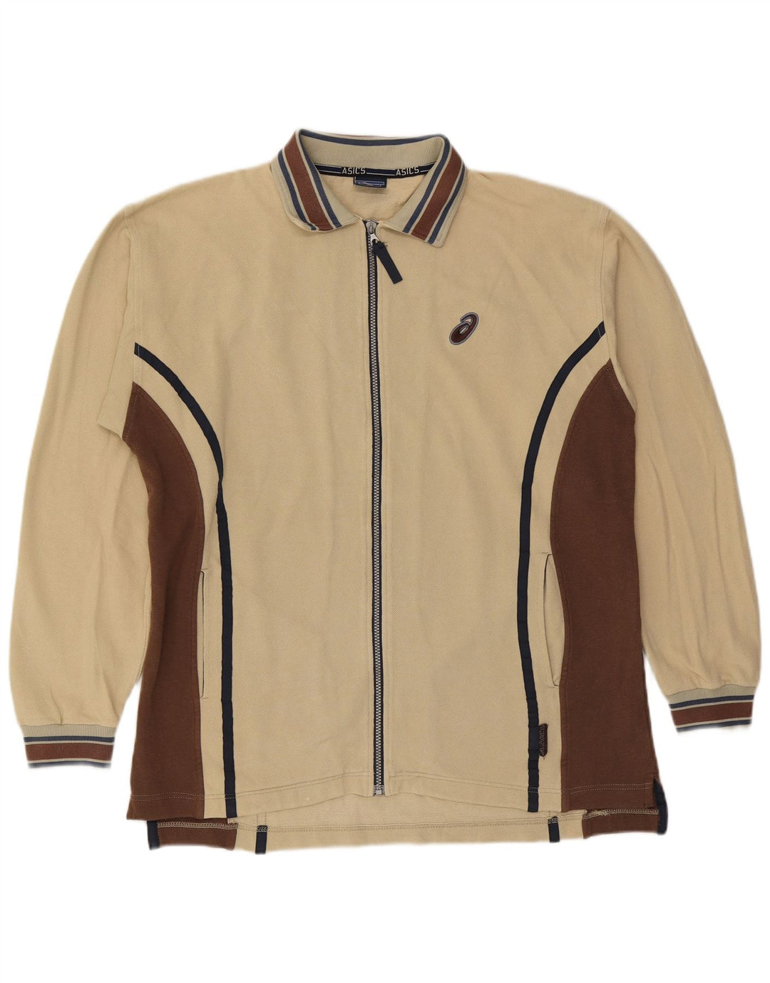 Asics Hombre Chándal Top Chaqueta XL Beige Colorblock