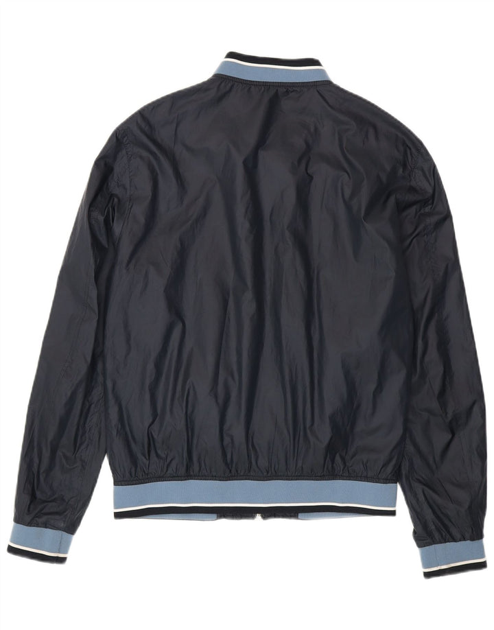 Zara Mens Bomber Jacket UK 40 Large Azul Marino Colorblock Poliéster