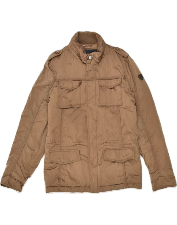 CONTE OF FLORENCE Chaqueta militar acolchada para hombre UK 36 Small Brown Nylon