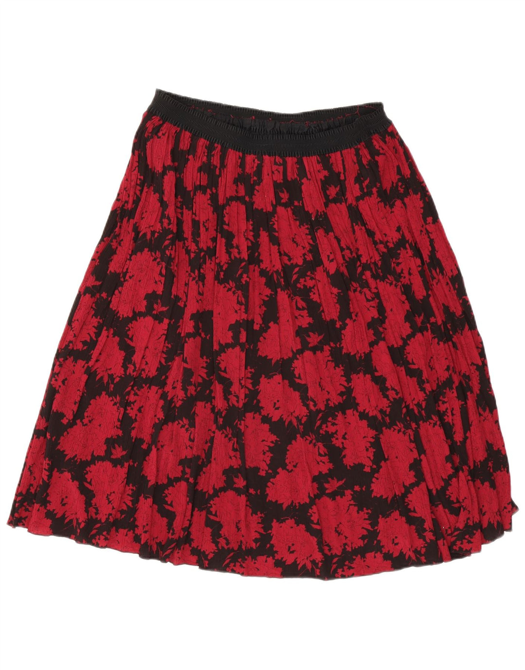 Vintage mujer A-Line falda W30 medio rojo floral poliéster