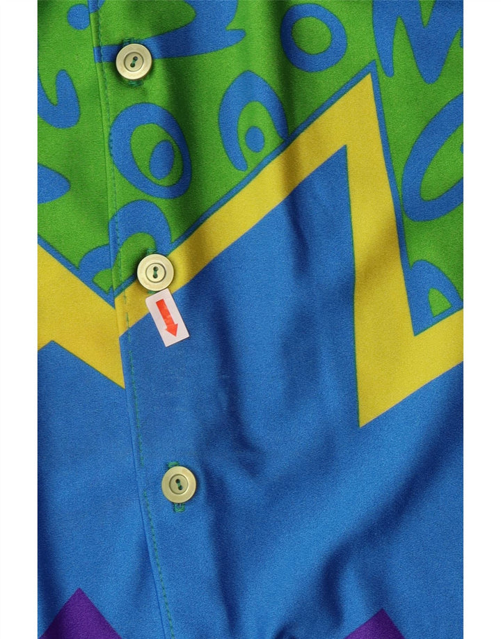 VINTAGE Camisa Hombre XL Azul Geométrico