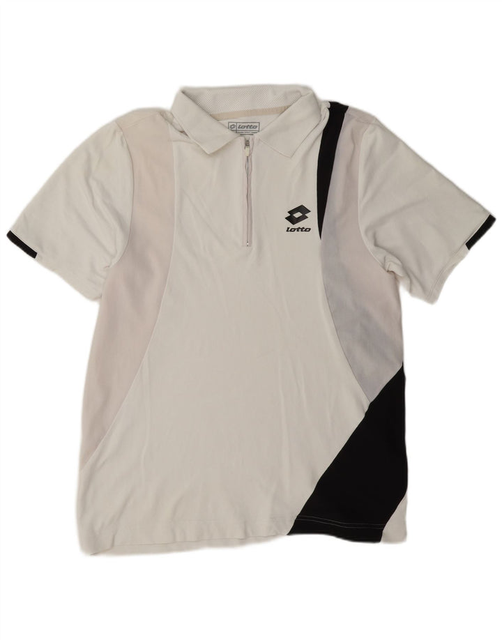 Polo Lotto Hombre De Nylon Color Block Blanco Grande