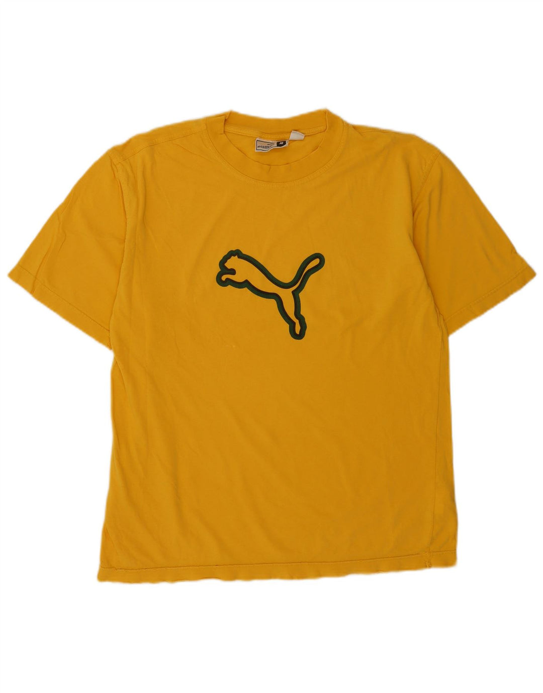 Puma Hombre Camiseta Gráfica Top Algodón Amarillo Medio