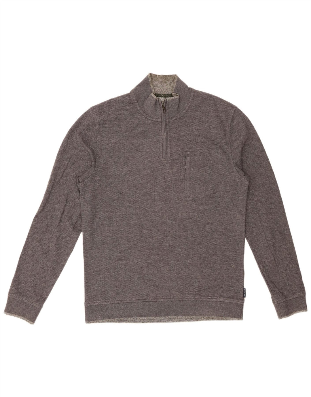 TED BAKER Sudadera con cuello y cremallera para hombre talla 3 Algodón gris medio