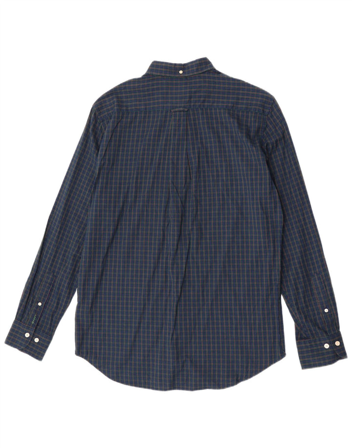 Gant Camisa Regular Fit para Hombre Talla 39/40 15 3/4 Medium Azul Marino Gingham