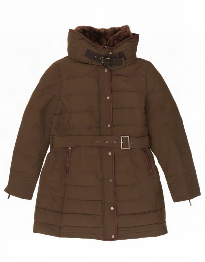 Zara Mujer Chaqueta Acolchada Con Capucha ES 40 XL Poliéster Caqui