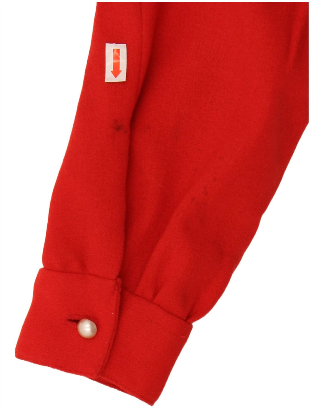 VINTAGE Mujer Crop Shirt Blusa Reino Unido 12 Rojo Medio