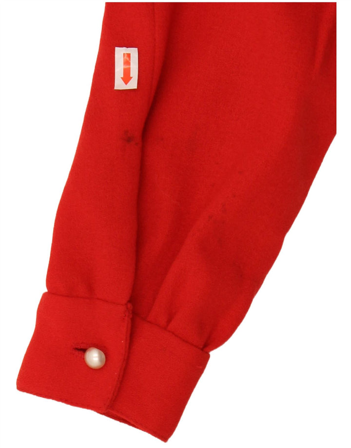 VINTAGE Mujer Crop Shirt Blusa Reino Unido 12 Rojo Medio