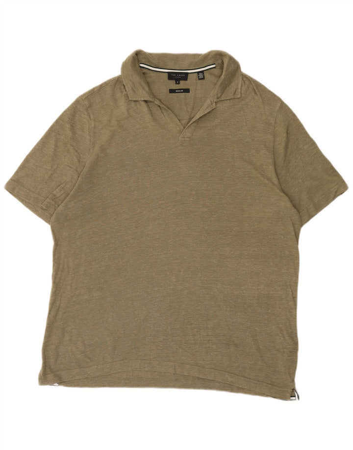 Ted Baker Polo regular para hombre talla 4 grande lino caqui