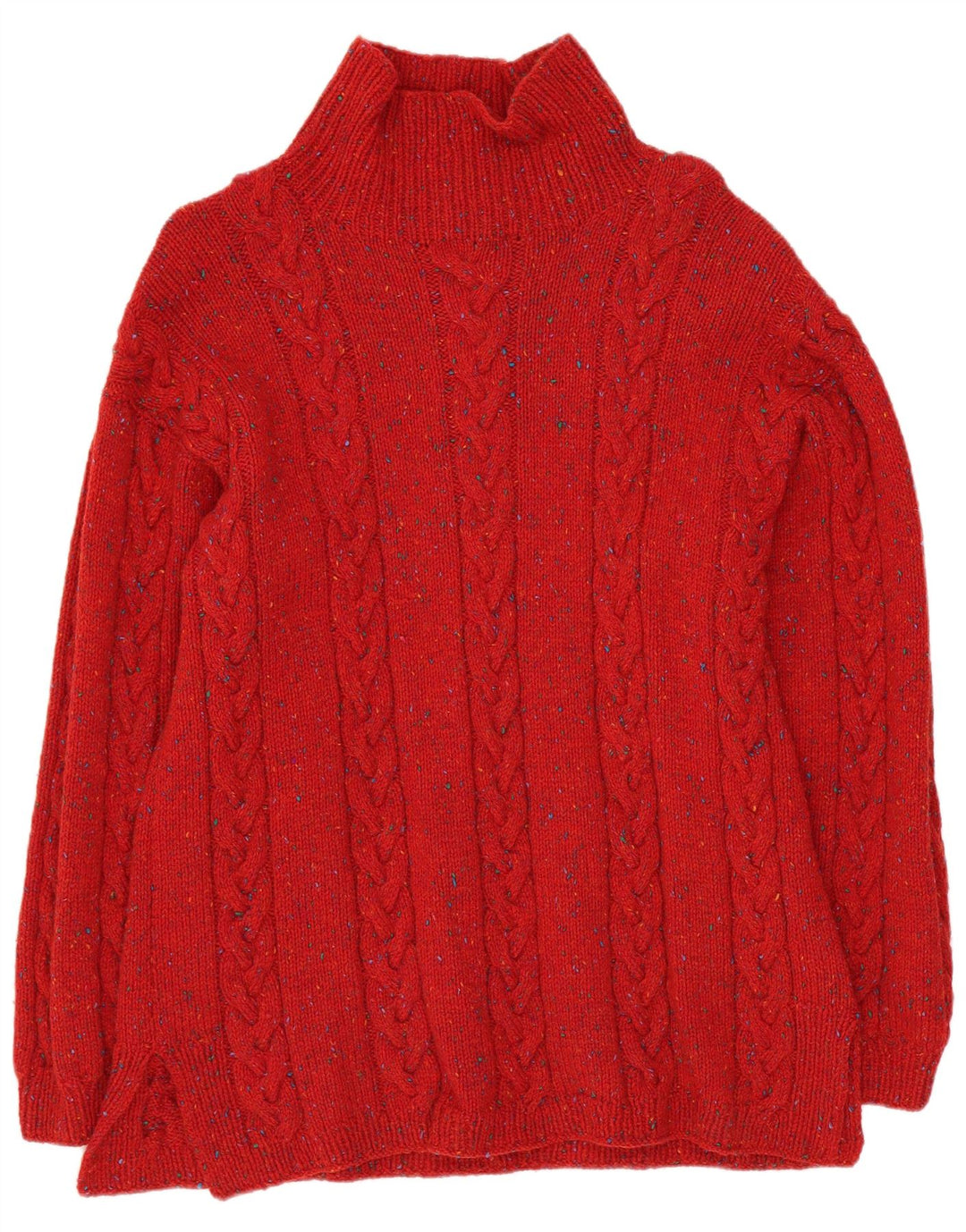 VINTAGE Hombres Turtle Neck Jumper Suéter Medio Rojo Flecked