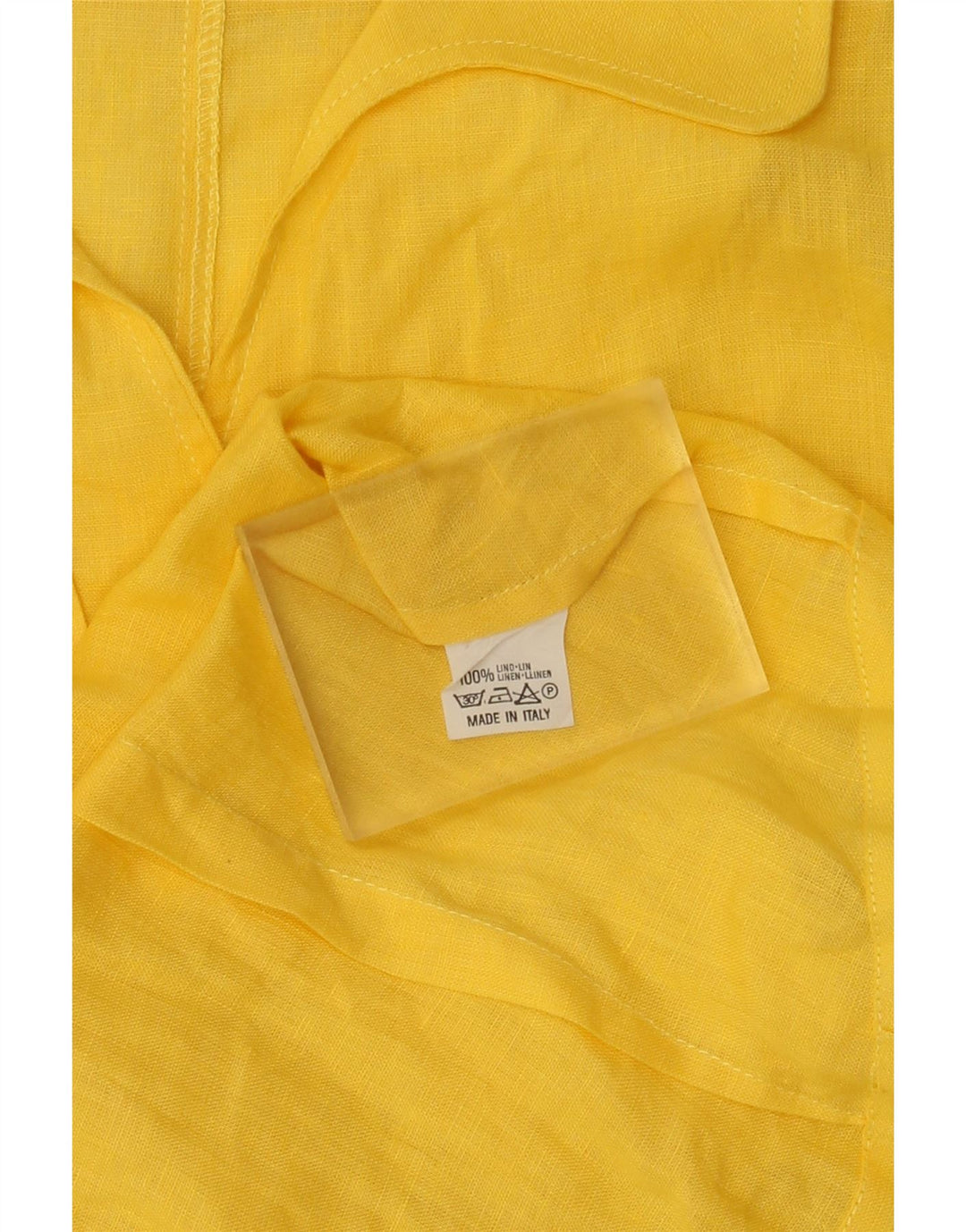 VINTAGE Blusa camisa sin mangas para mujer Reino Unido 14 Lino amarillo medio