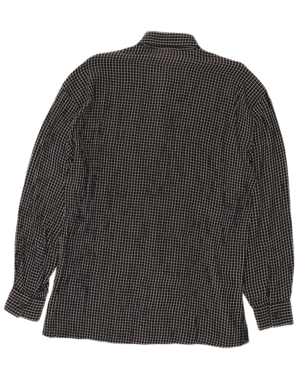 Camisa vintage para hombre a cuadros negros medianos