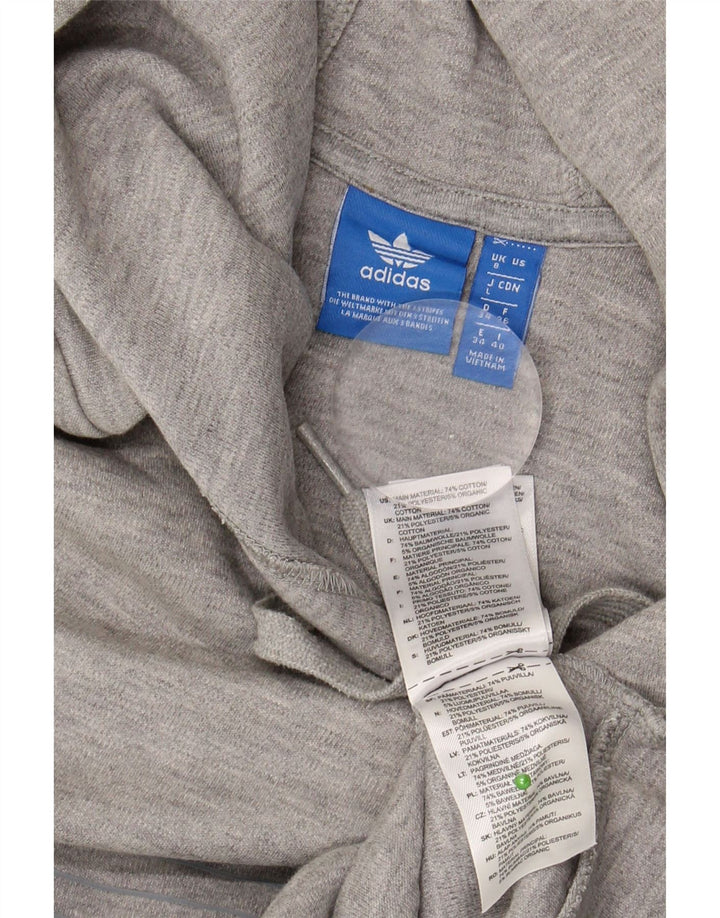 ADIDAS Sudadera con capucha gráfica de gran tamaño para mujer Reino Unido 8 Pequeño Algodón gris