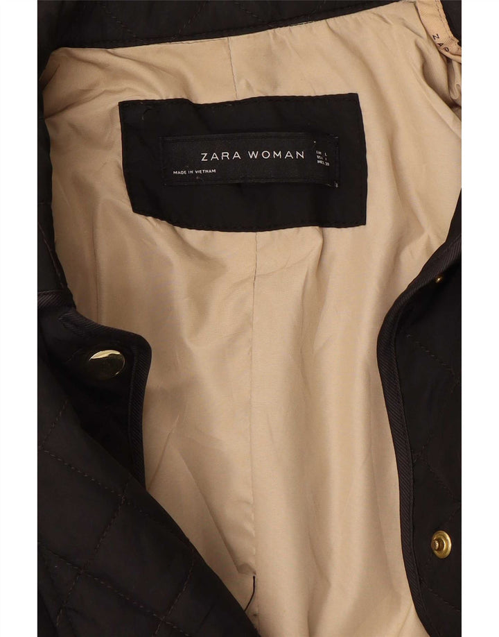 Zara Mujer Chaqueta Acolchada Reino Unido 44 Grande Marrón