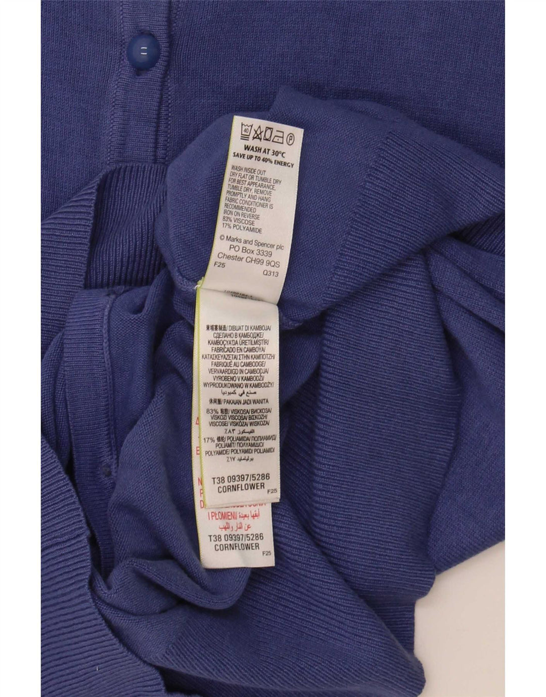 Marks & Spencer Suéter tipo cárdigan para mujer UK 46 Viscosa azul grande