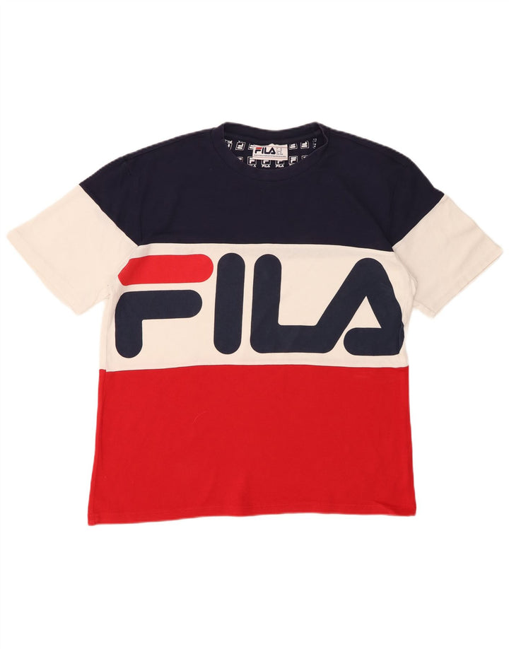FILA Camiseta gráfica para hombre Top mediano multicolor con bloques de color