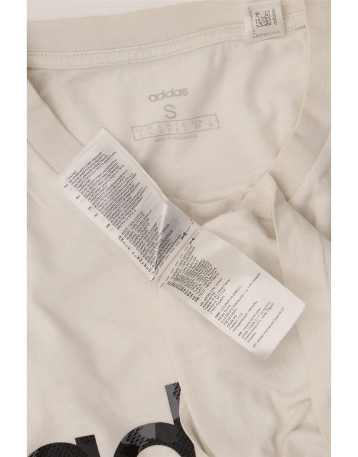 Adidas - Camiseta gráfica para hombre, talla pequeña, algodón blanco