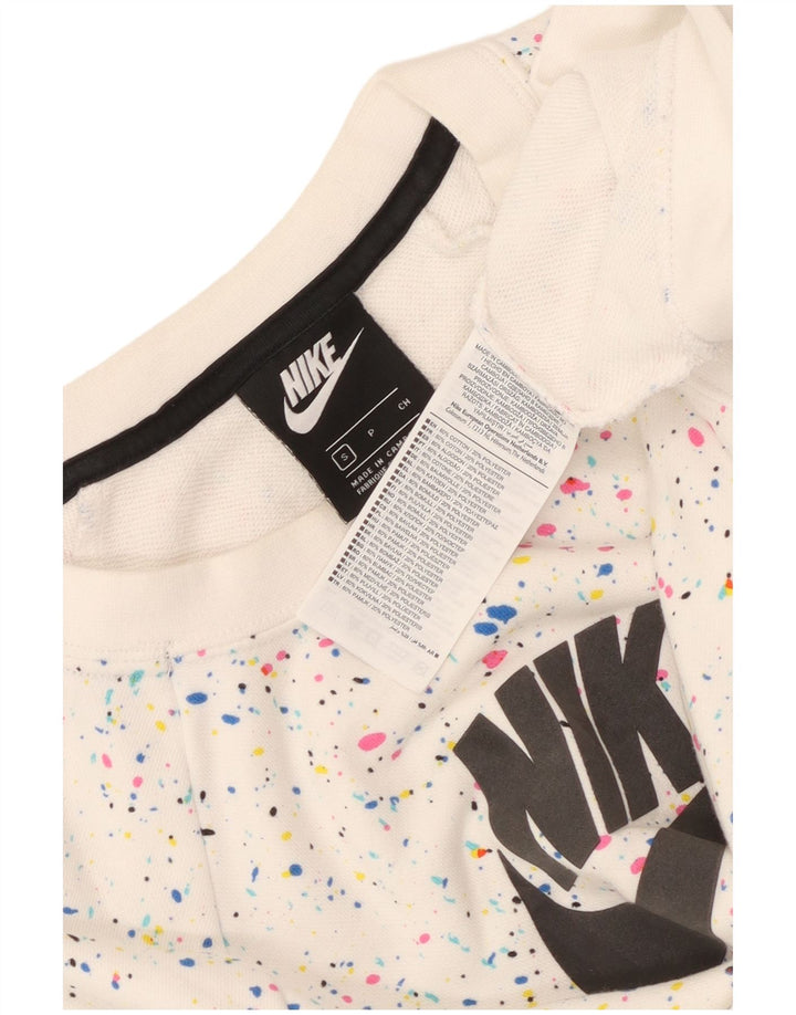 Nike Sudadera de gran tamaño con gráfico para mujer UK 10 Small White Spotted