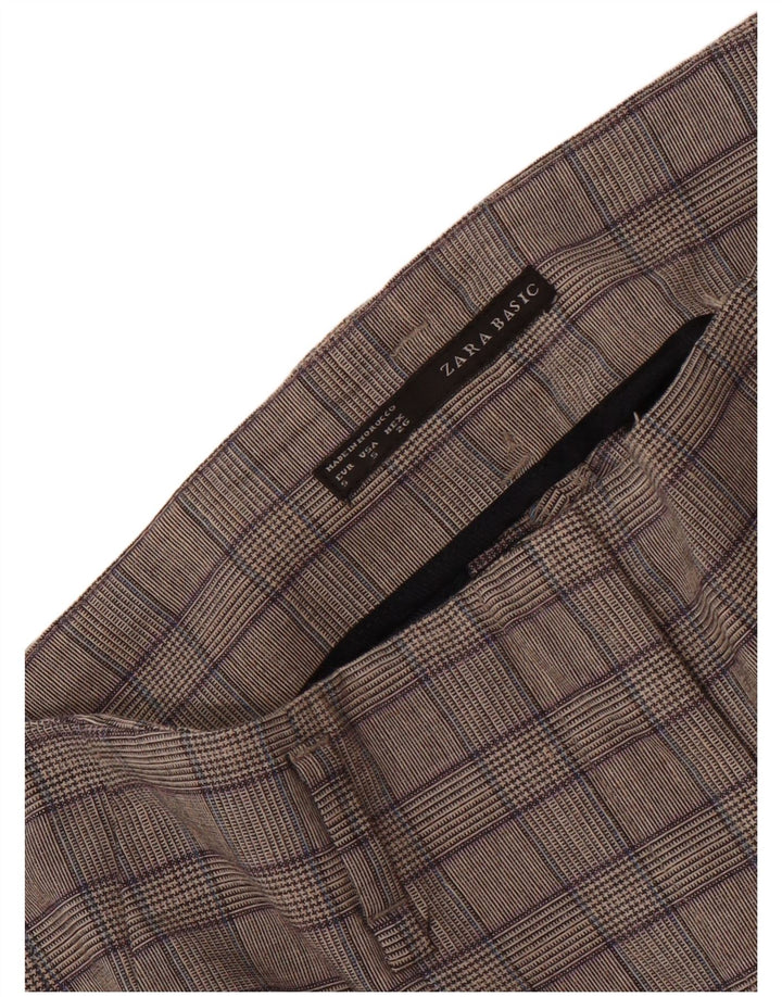 Zara Mujer Pantalones Chinos Slim Small W26 L27 Cuadros Grises