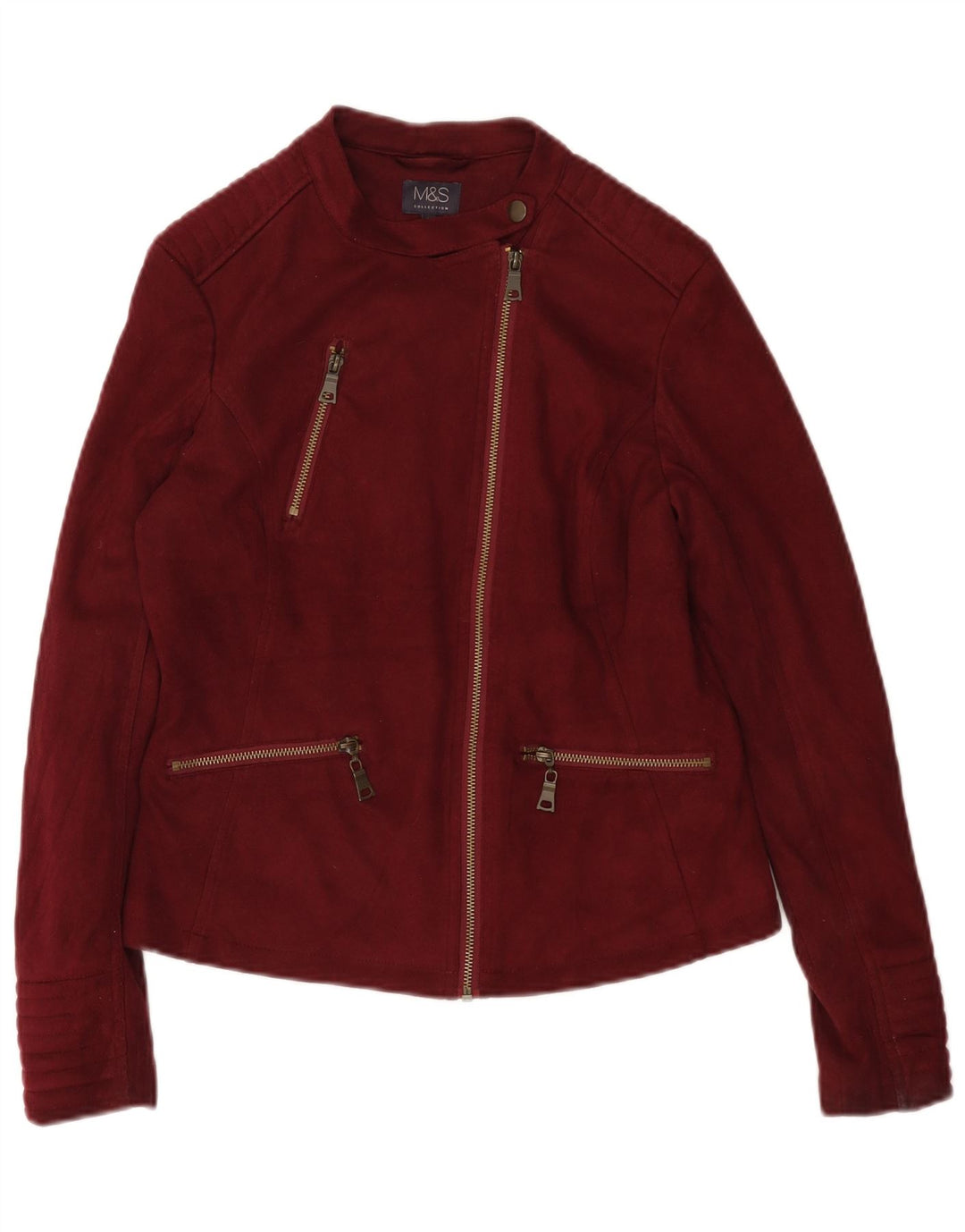 Marks & Spencer Chaqueta motera para mujer UK 10 Small Borgoña Poliéster Biker