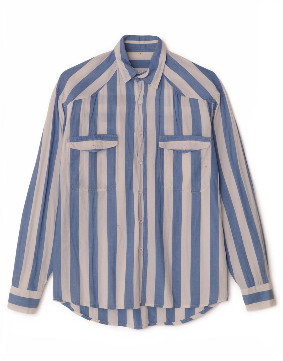 Camisa Vintage Para Hombre Rayas Azul Medianas