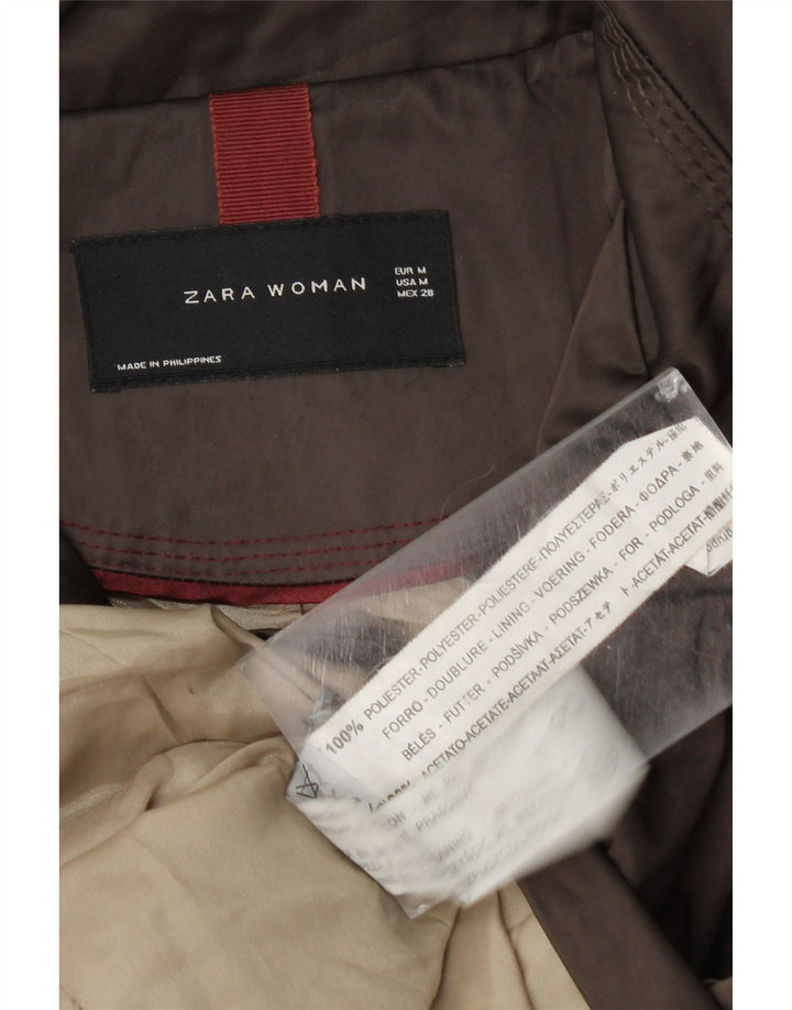 Zara Mujer Chaquetón UK 44 Poliéster Marrón Medio