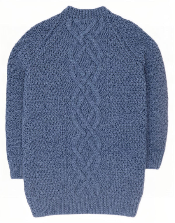 Vintage mujer longline cardigan suéter Reino Unido 14 azul medio