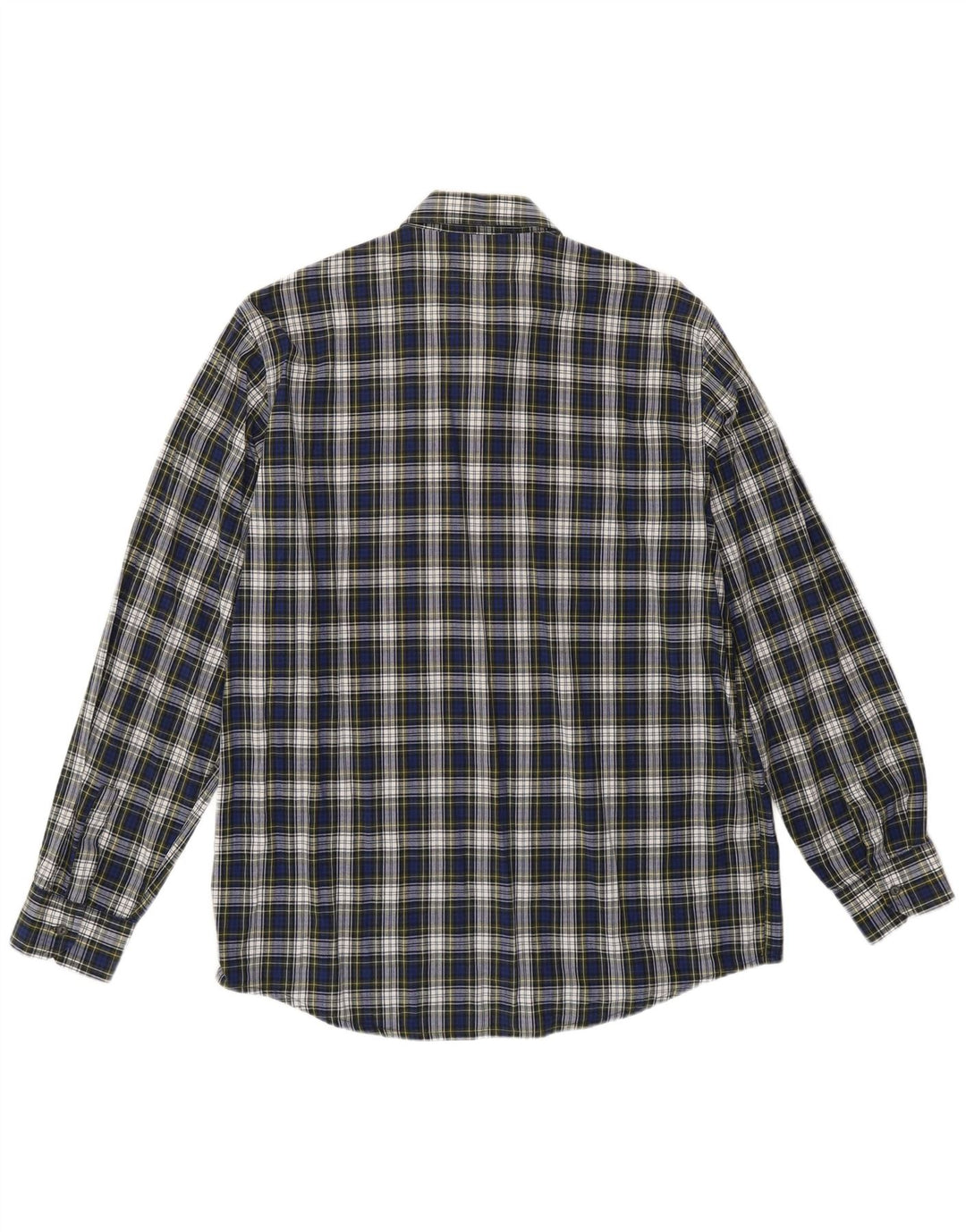 CROWN Camisa de franela para hombre Talla 42 Algodón a cuadros azul marino grande