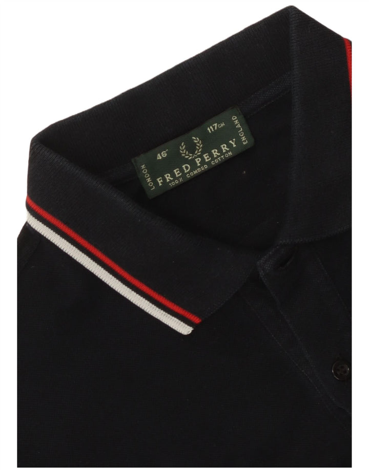 Fred Perry Polo para hombre grande de algodón negro