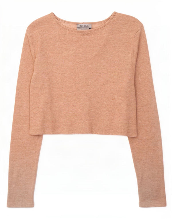 Zara Mujer Crop Cardigan Top UK 42 Medio Beige Moteado