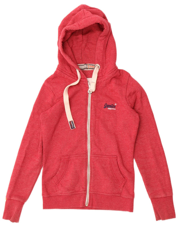 Superdry Sudadera con capucha y cremallera para mujer Reino Unido 10 Small Red Cotton