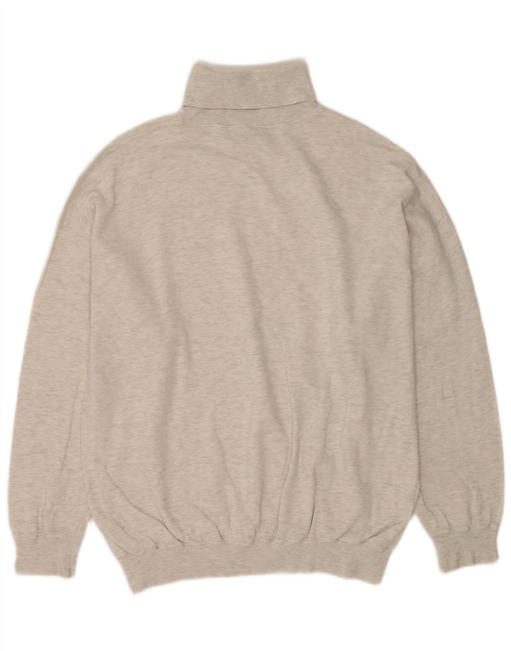 C & A Jersey con cuello vuelto para hombre, jersey de algodón moteado gris grande