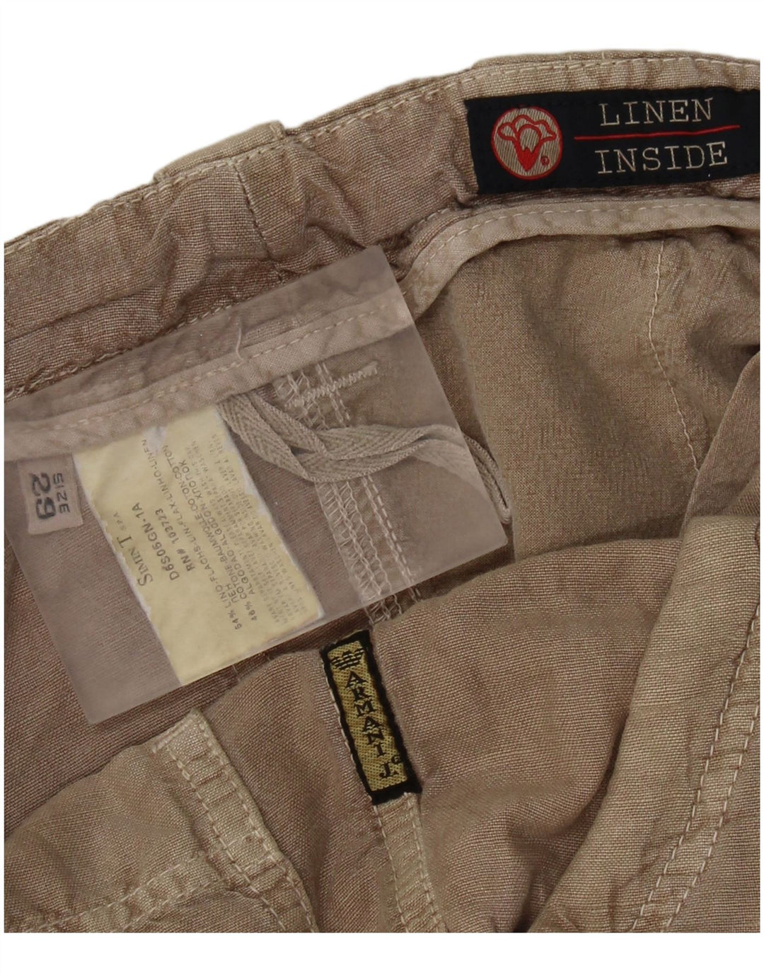 Armani Bermudas tipo cargo para hombre W29 Small Beige Linen
