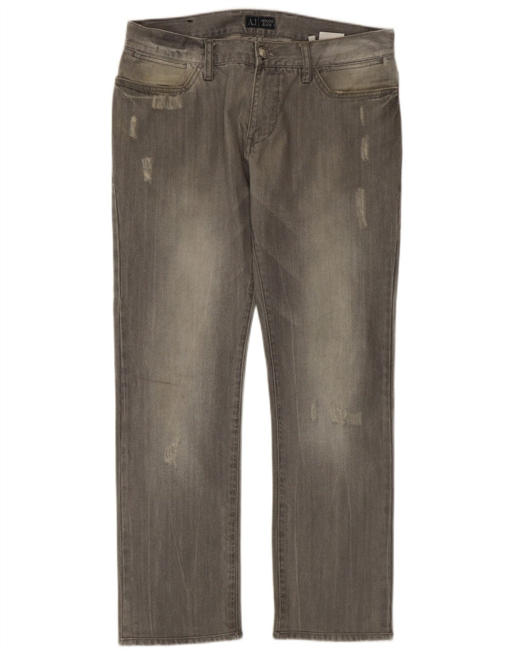 Armani Jeans rectos desgastados para hombre W32 L29 Algodón gris