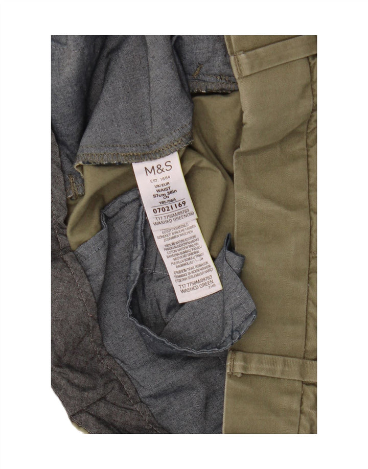 Marks & Spencer Pantalones cortos chinos para hombre W38 XL Algodón verde