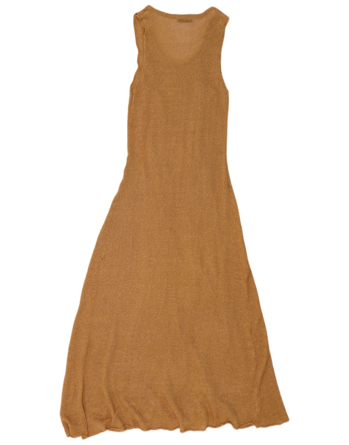 Zara Vestido Maxi Sin Mangas para Mujer UK 42 Poliéster Beige Medio