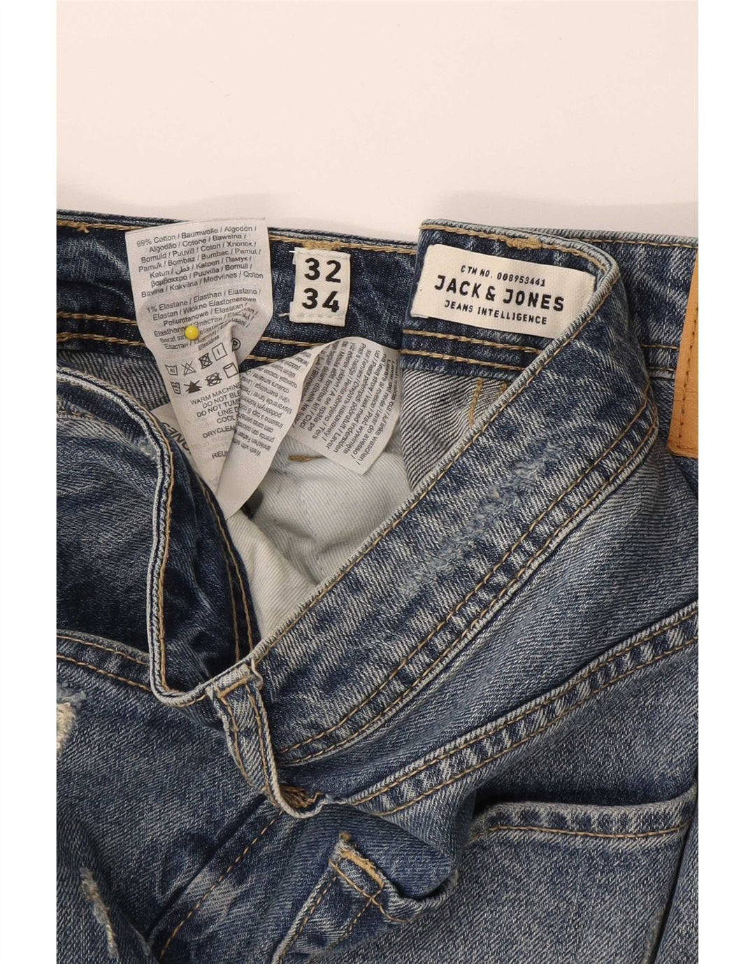 Jack & Jones Hombre Tim Distressed Slim Jeans W32 L34 Algodón Azul