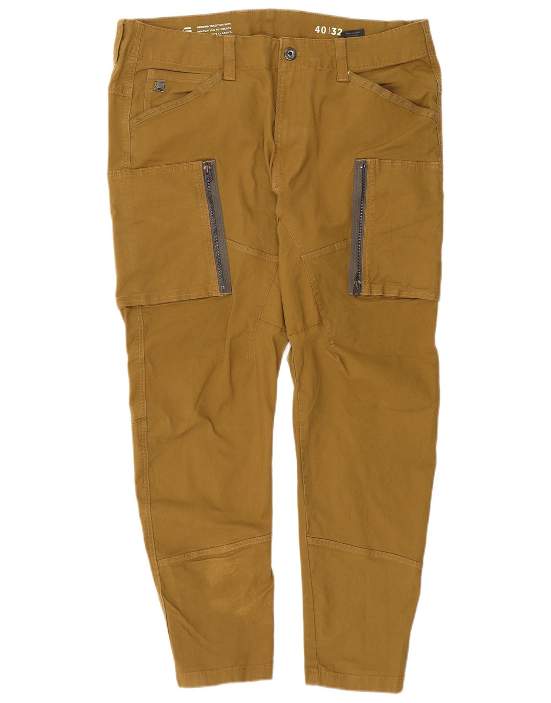G-STAR Pantalón cargo cónico para hombre W40 L28 Algodón amarillo
