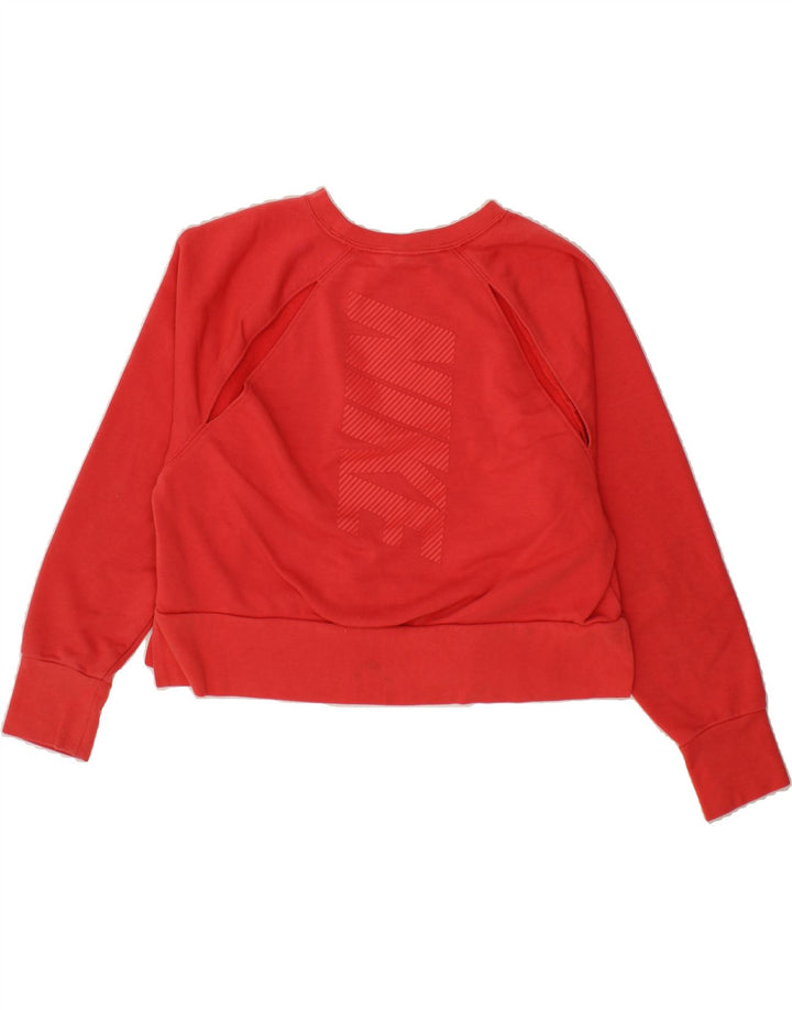 NIKE Womens Dri Fit Crop Sweatshirt Jumper UK 14 Medium Red Polyester Vintage Nike and Second-Hand Nike from Messina Hembry 