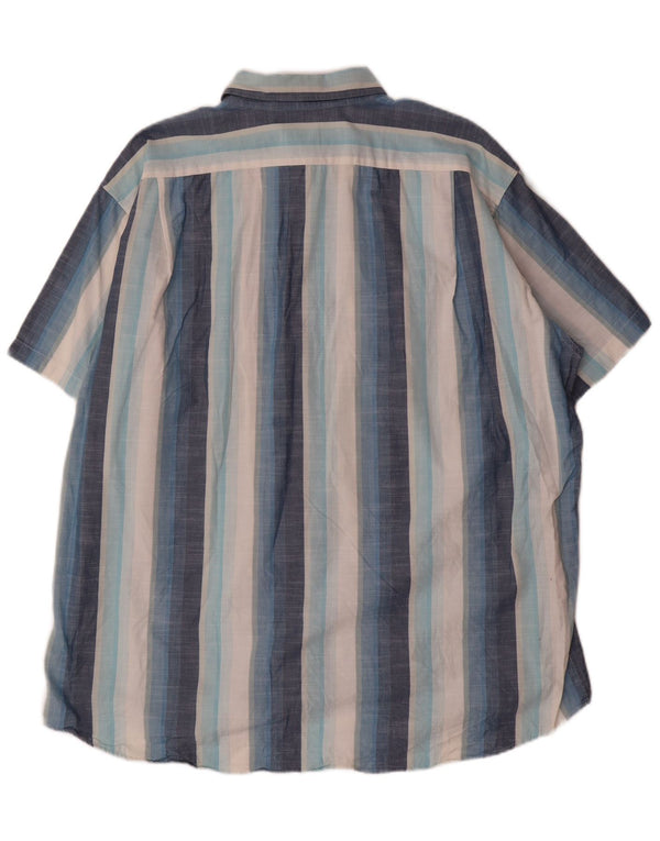 Camisa Lacoste Hombre Manga Corta Talla 43 Algodón Rayas Azul Grande