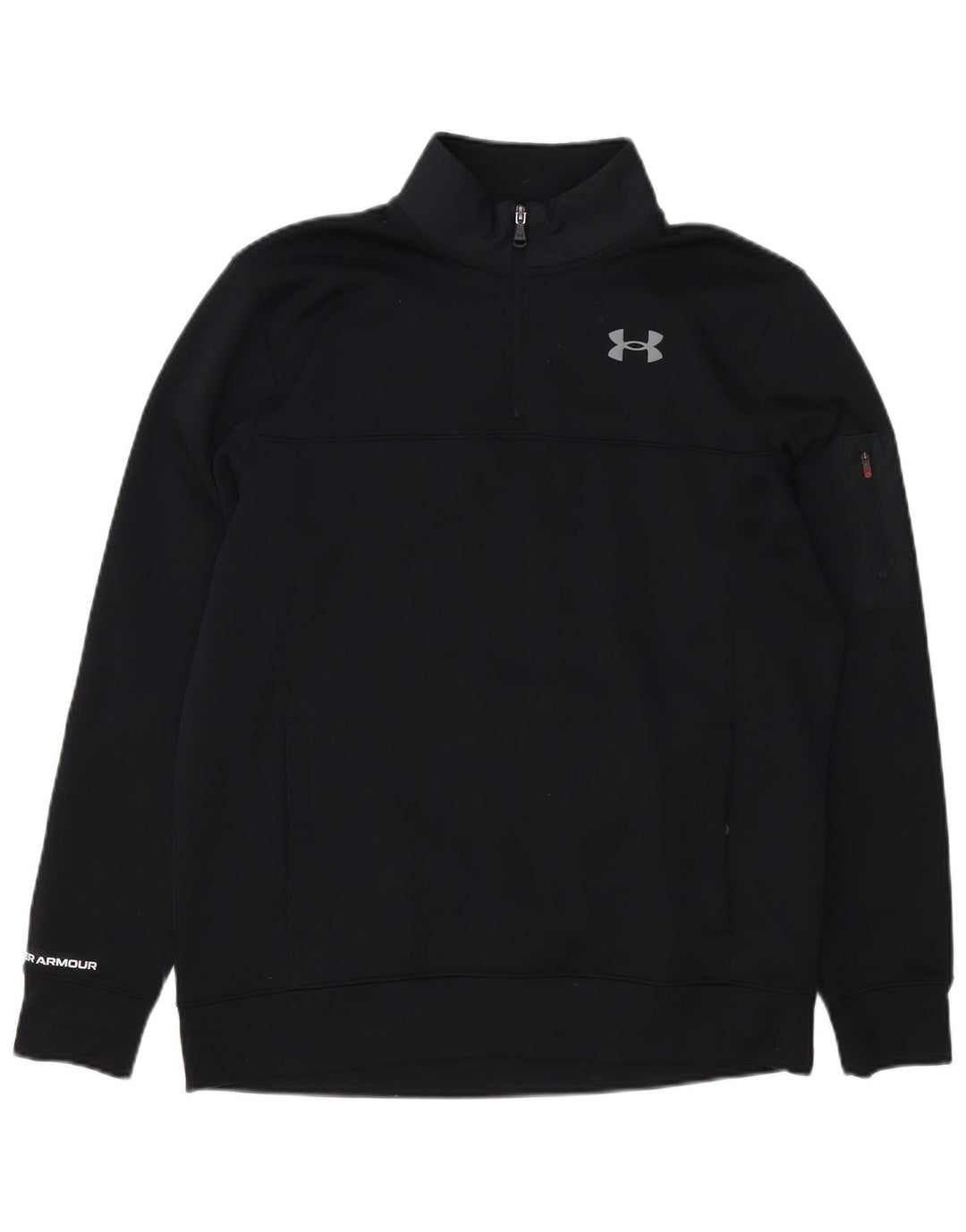 Under Armour Sudadera holgada con cuello y cremallera para hombre, color negro