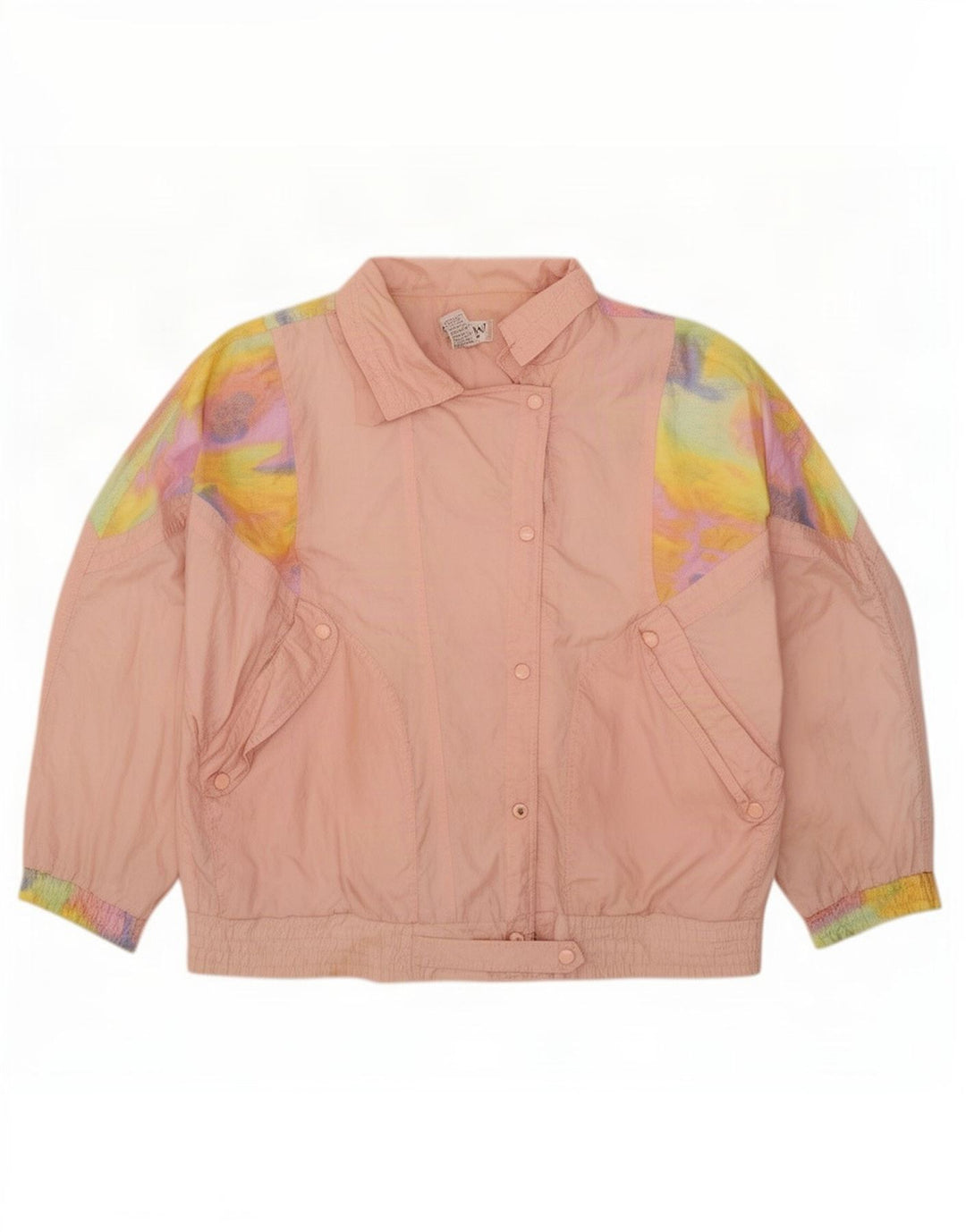 Lavon mujeres patrón abstracto chándal top chaqueta Reino Unido 16 grande rosa 80s