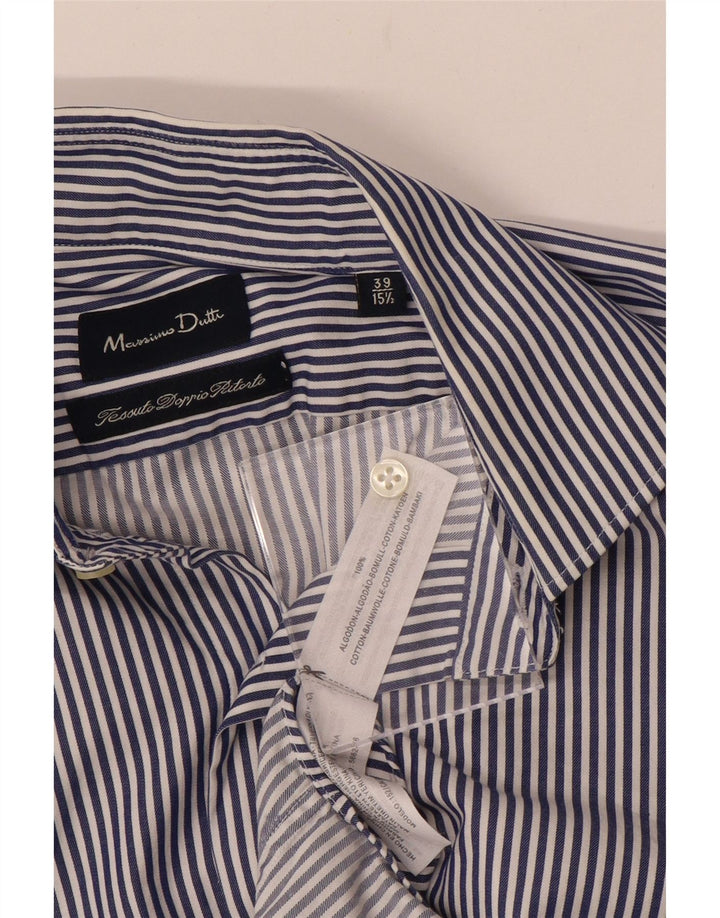 Camisa Formal Massimo Dutti Hombre Talla 39 15 1/2 Mediana Azul Marino Rayas