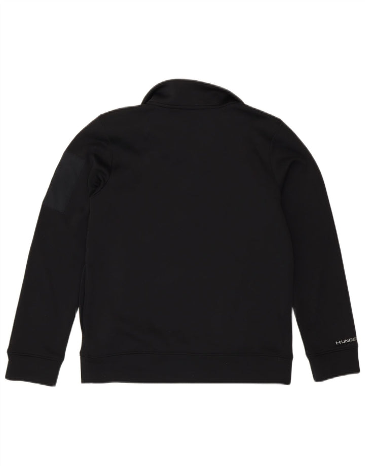 Under Armour Sudadera con cremallera y cuello para niños, talla mediana, color negro, 9-10 años
